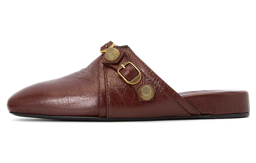 (W) Balenciaga Leather Simple CMFT Slide 'Burgundy'