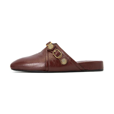 (W) Balenciaga Leather Simple CMFT Slide 'Burgundy'
