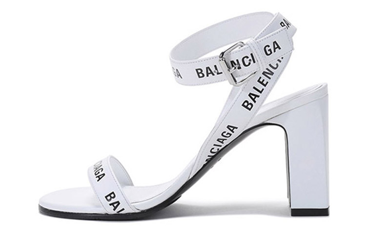 (Women) Balenciaga Leather Slide High Heel 'Fashion White Black' 630041WBAE19010