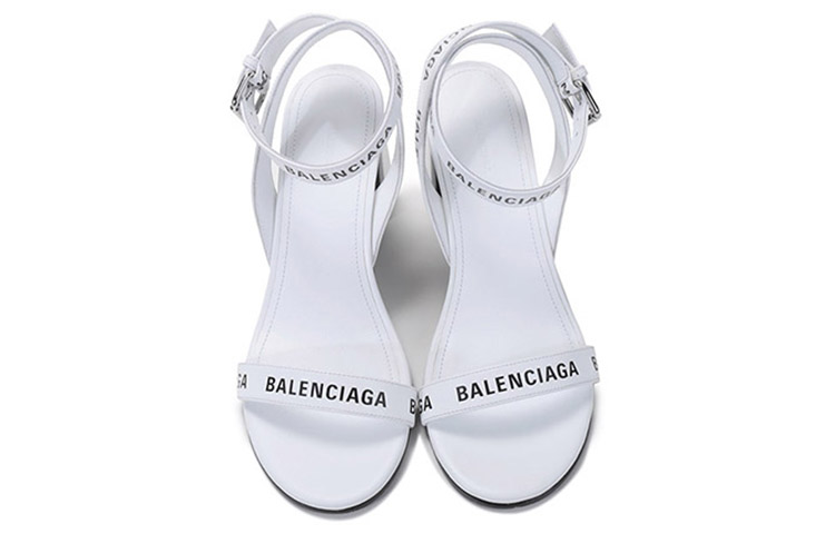 Shop (W) Balenciaga Leren Slide Hoge Hak ''Wit Zwart Mode'' 630041WBAE19010