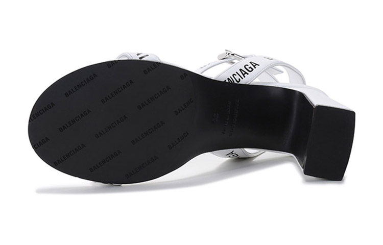 Details for (W) Balenciaga Leren Slide Hoge Hak ''Wit Zwart Mode'' 630041WBAE19010