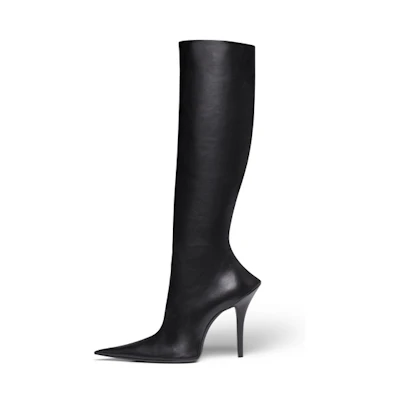 (W) Balenciaga Leather Zip High-Heeled Boots 'Black'