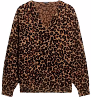 (Women) Balenciaga Leopard Print V-Neck Oversized Sweatshirt Yellow for Women. 675302T32160936 (Women) Balenciaga Leopard Print V-Neck Oversized Sweatshirt Yellow for Women. 675302T32160936