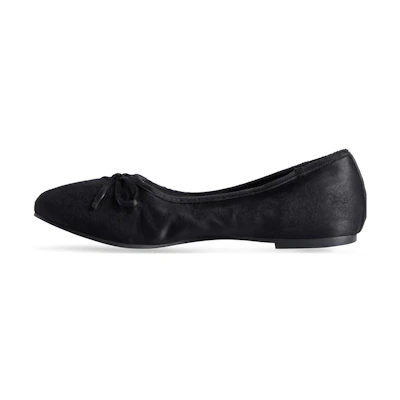 (W) Balenciaga Leopold Ballerina Black Satin