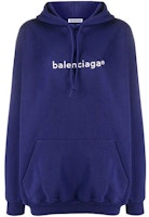 (Women) Balenciaga Letter Logo Navy Blue Casual Sweatshirt 578135TIV551195 (Women) Balenciaga Letter Logo Navy Blue Casual Sweatshirt 578135TIV551195