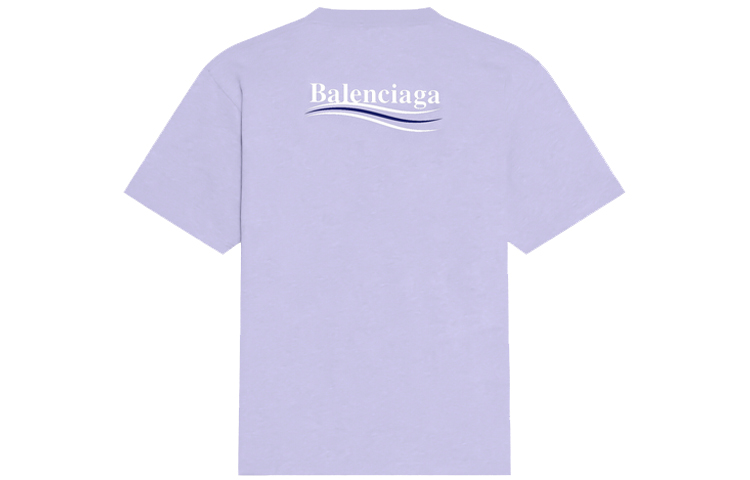 (Women) Balenciaga Letter Print Crewneck T-Shirt Purple Regular Fit 641655TKVJ13072 圖 3