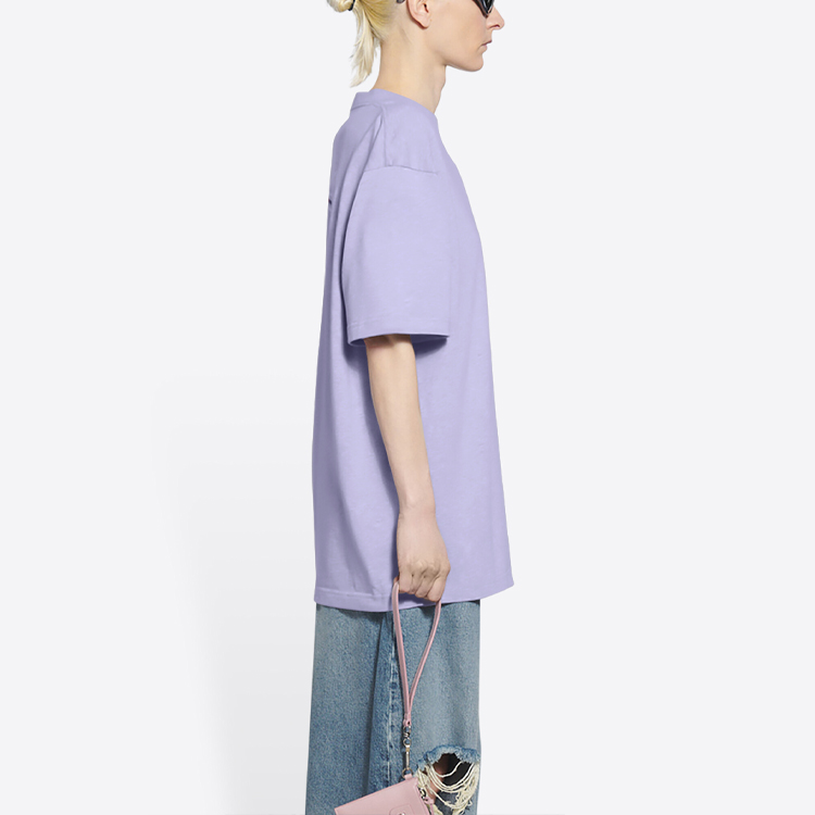 (Women) Balenciaga Letter Print Crewneck T-Shirt Purple Regular Fit 641655TKVJ13072 圖 7