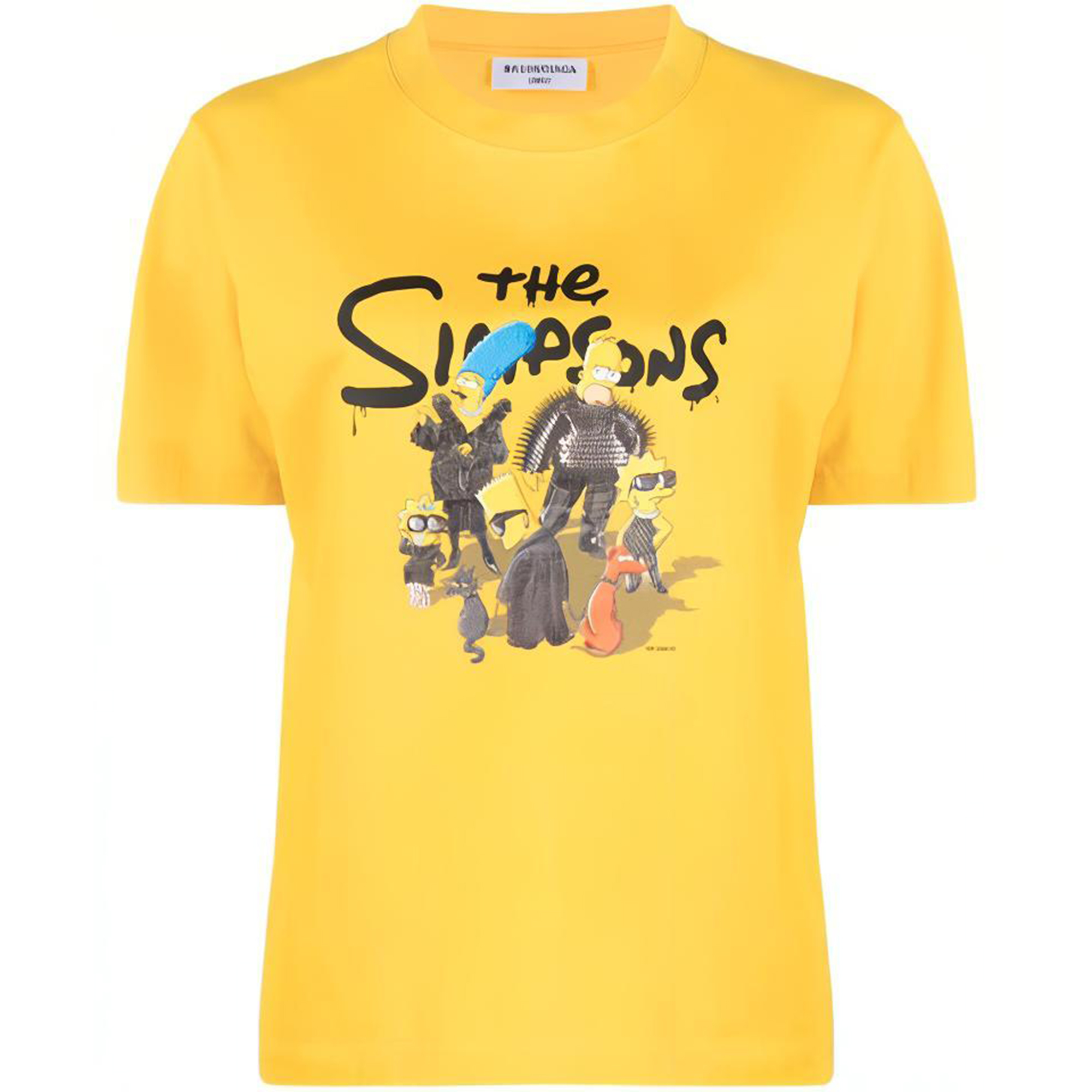 (Women) Balenciaga Letter Print Graphic Tee Short Sleeve Yellow T-Shirt. 670943TLVG70720