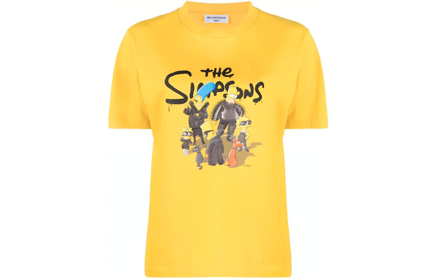 (Women) Balenciaga Letter Print Graphic Tee Short Sleeve Yellow T-Shirt. 670943TLVG70720 圖 2