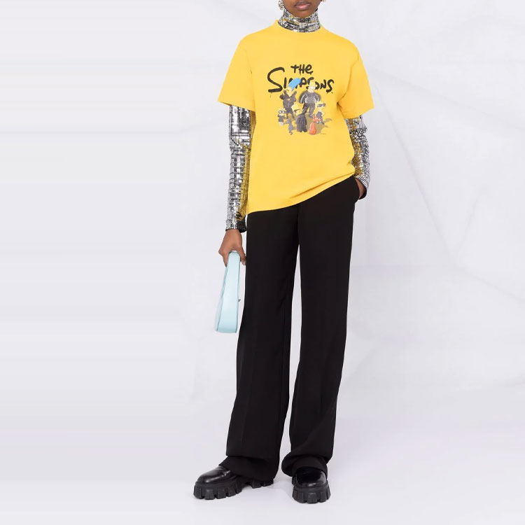 (Women) Balenciaga Letter Print Graphic Tee Short Sleeve Yellow T-Shirt. 670943TLVG70720 圖 3