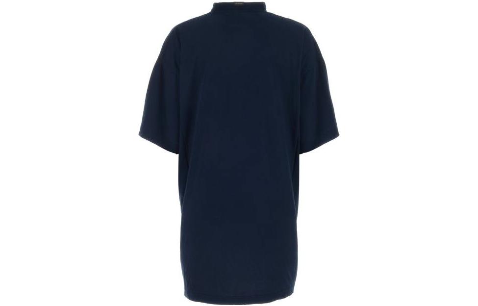(Women) Balenciaga Letter Print Half-Turtleneck T-Shirt Regular Fit Blue Women. 739028TPVE44140 圖 3