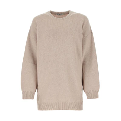 (Women) Balenciaga Logo Crewneck Pullover Sweater in Light Brown. 641617T41099378