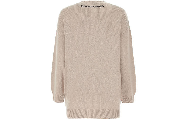 Lookbook (Women) Balenciaga Logo Crewneck Pullover Sweater in Light Brown. 641617T41099378