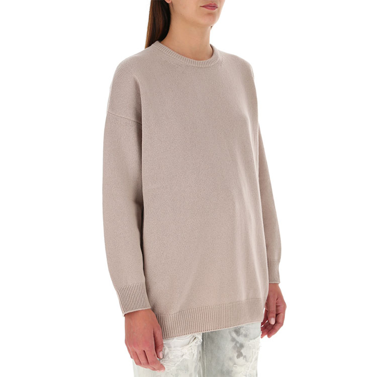 Purchase (Women) Balenciaga Logo Crewneck Pullover Sweater in Light Brown. 641617T41099378