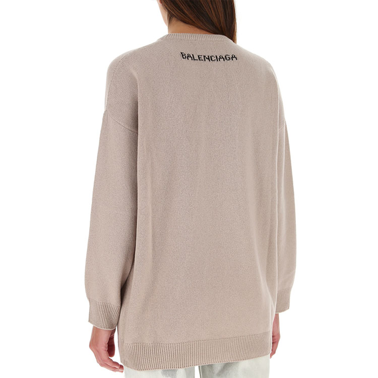 Details for (Women) Balenciaga Logo Crewneck Pullover Sweater in Light Brown. 641617T41099378