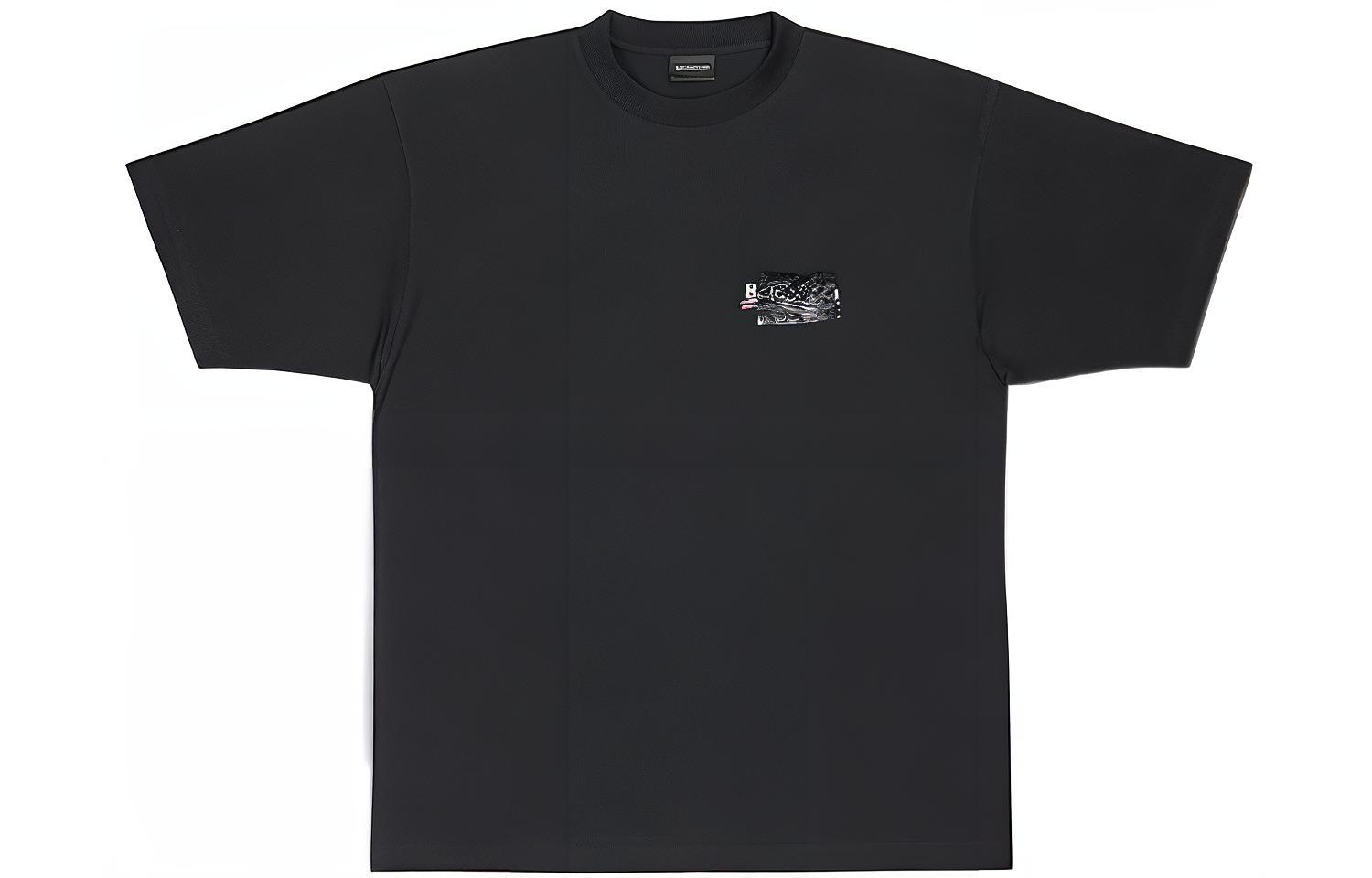 Buy (Women) Balenciaga Logo Crewneck Short Sleeve Tee FW22  Black Loose Fit. 641655TNVG11089