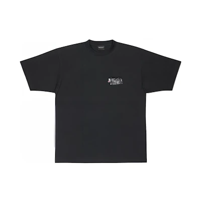 (Women) Balenciaga Logo Crewneck Short Sleeve Tee FW22 Black Loose Fit. 641655TNVG11089