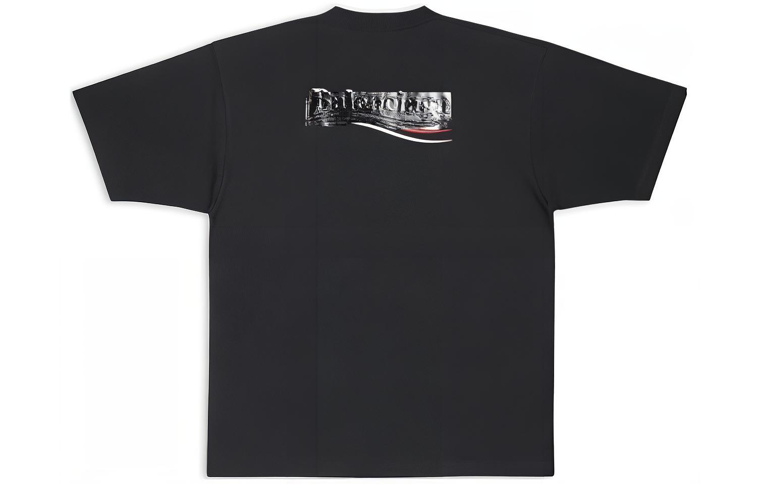 Lookbook (Women) Balenciaga Logo Crewneck Short Sleeve Tee FW22  Black Loose Fit. 641655TNVG11089