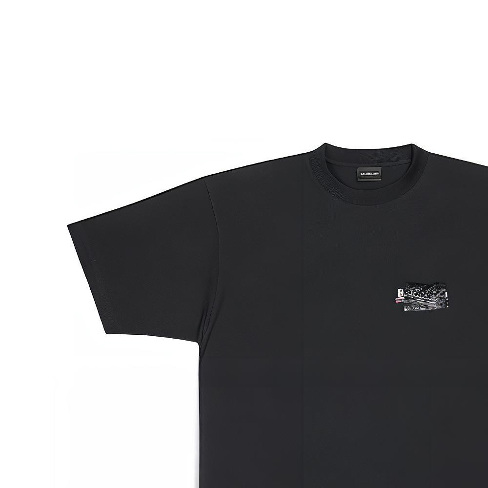 Sizing (Women) Balenciaga Logo Crewneck Short Sleeve Tee FW22  Black Loose Fit. 641655TNVG11089