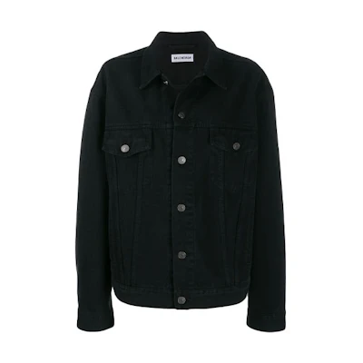 (Women) Balenciaga Logo Denim Jacket Long Sleeve Regular Fit Women’s Black. 571449TEW051105