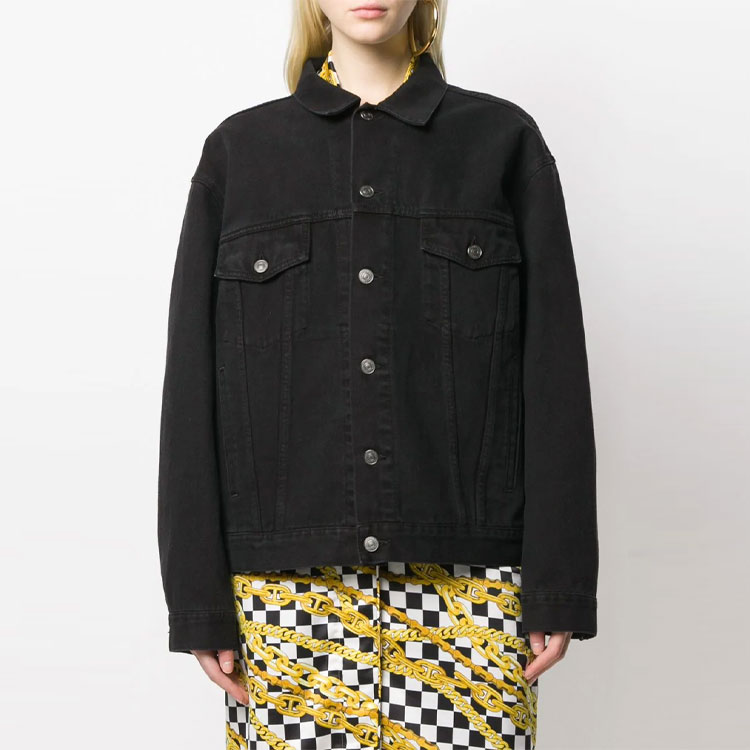 (Women) Balenciaga Logo Denim Jacket Long Sleeve Regular Fit Women’s Black. 571449TEW051105 圖 3