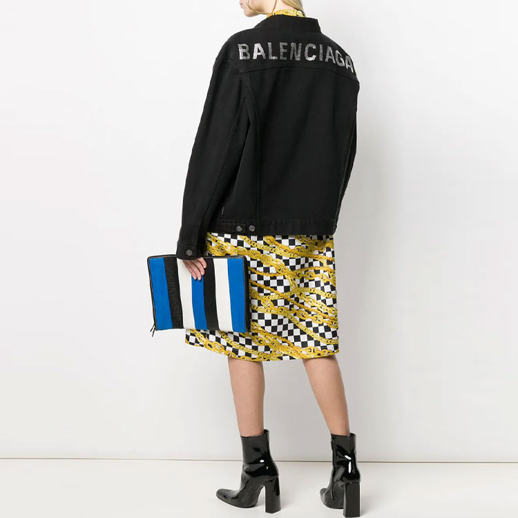 (Women) Balenciaga Logo Denim Jacket Long Sleeve Regular Fit Women’s Black. 571449TEW051105 圖 4