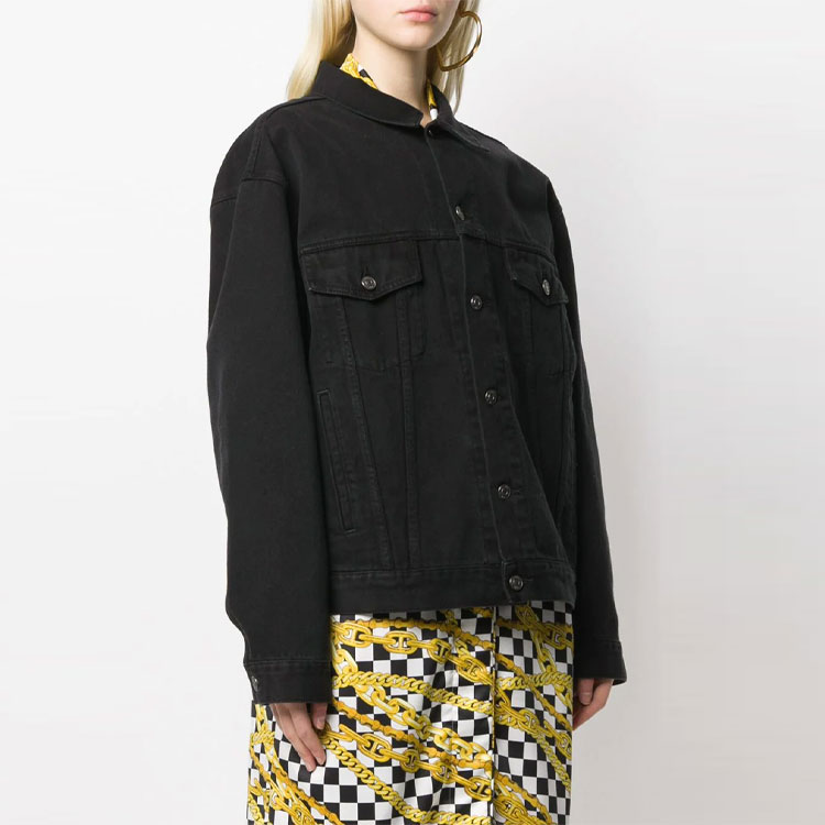 (Women) Balenciaga Logo Denim Jacket Long Sleeve Regular Fit Women’s Black. 571449TEW051105 圖 5