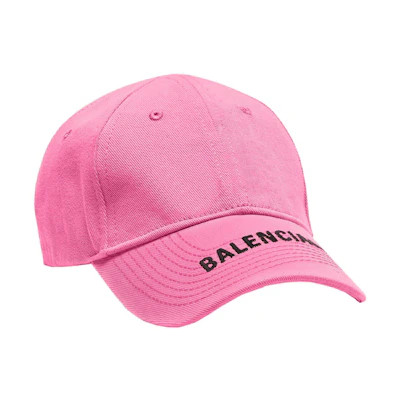 (Women) Balenciaga Logo Embroidered Cotton Baseball Cap Pink . 541400310B25960