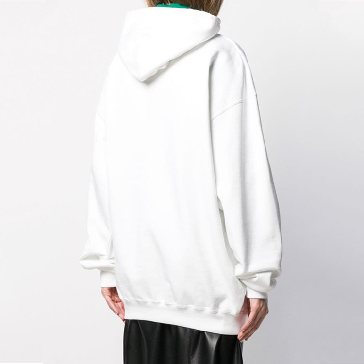(Women) Balenciaga Logo Embroidered Drawstring Hoodie White Loose Fit 578135TGV709000 圖 4