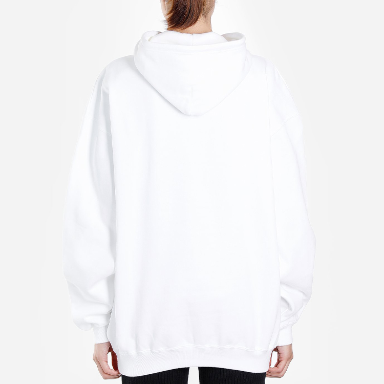 (Women) Balenciaga Logo Embroidered Drawstring Hoodie White Loose Fit 578135TGV709000 圖 7
