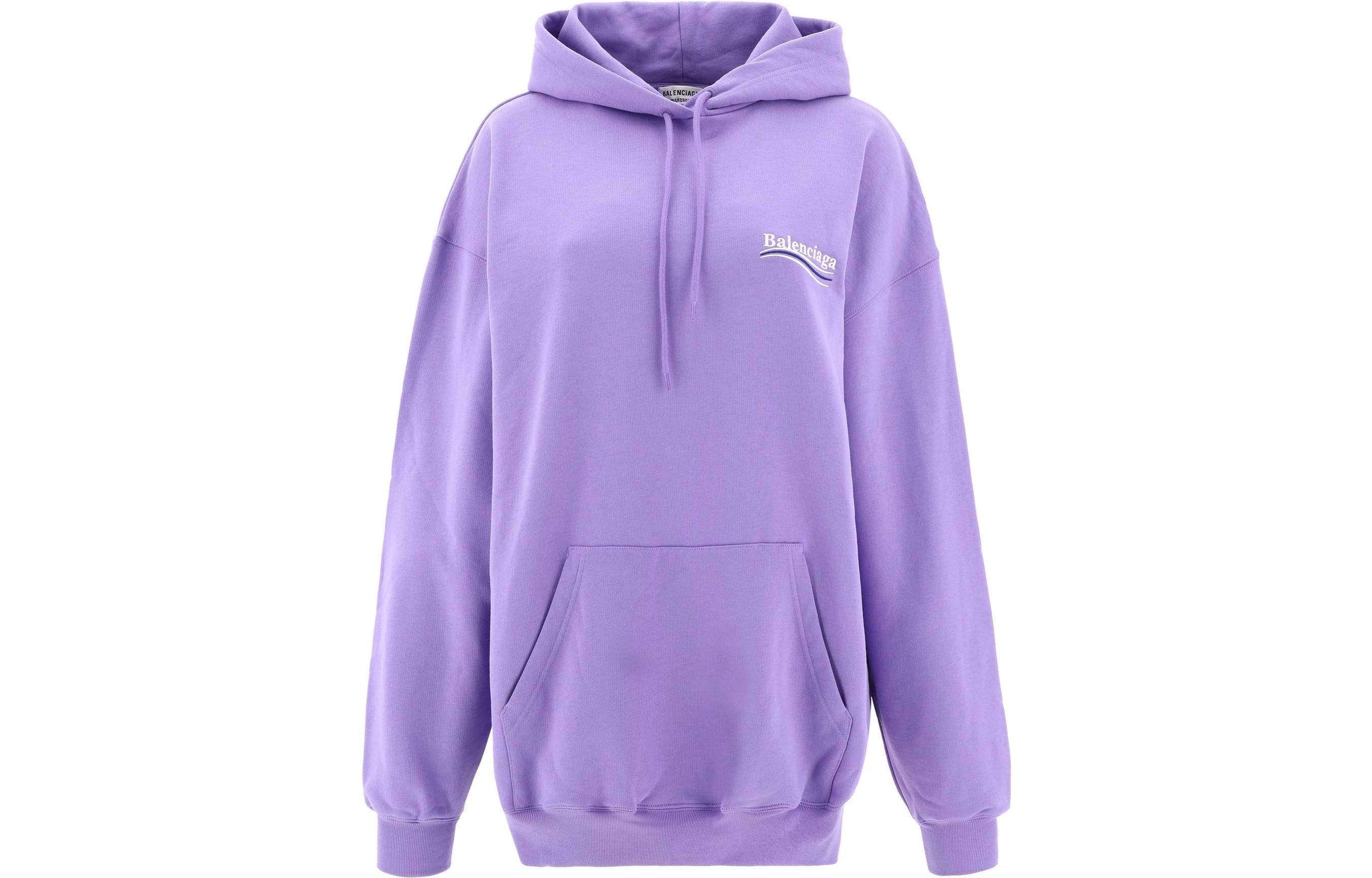 (Women) Balenciaga Logo Embroidered Pullover Hoodie Purple. 578135TKVI93072