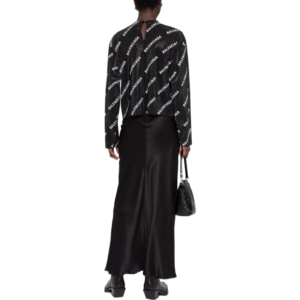 Shop (W) Suéter Negro Balenciaga Logo FW22 con Cristales. 704572T16531070