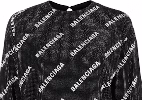 Details for (W) 巴黎世家 Logo FW22 水晶点缀毛衣 黑色 704572T16531070