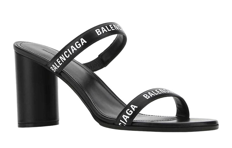 (W) Balenciaga Logo High Heel Round Toe Fashion Sandals 'Black' 圖 2