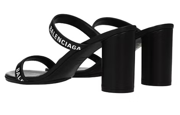 (W) Balenciaga Logo High Heel Round Toe Fashion Sandals 'Black' 圖 3