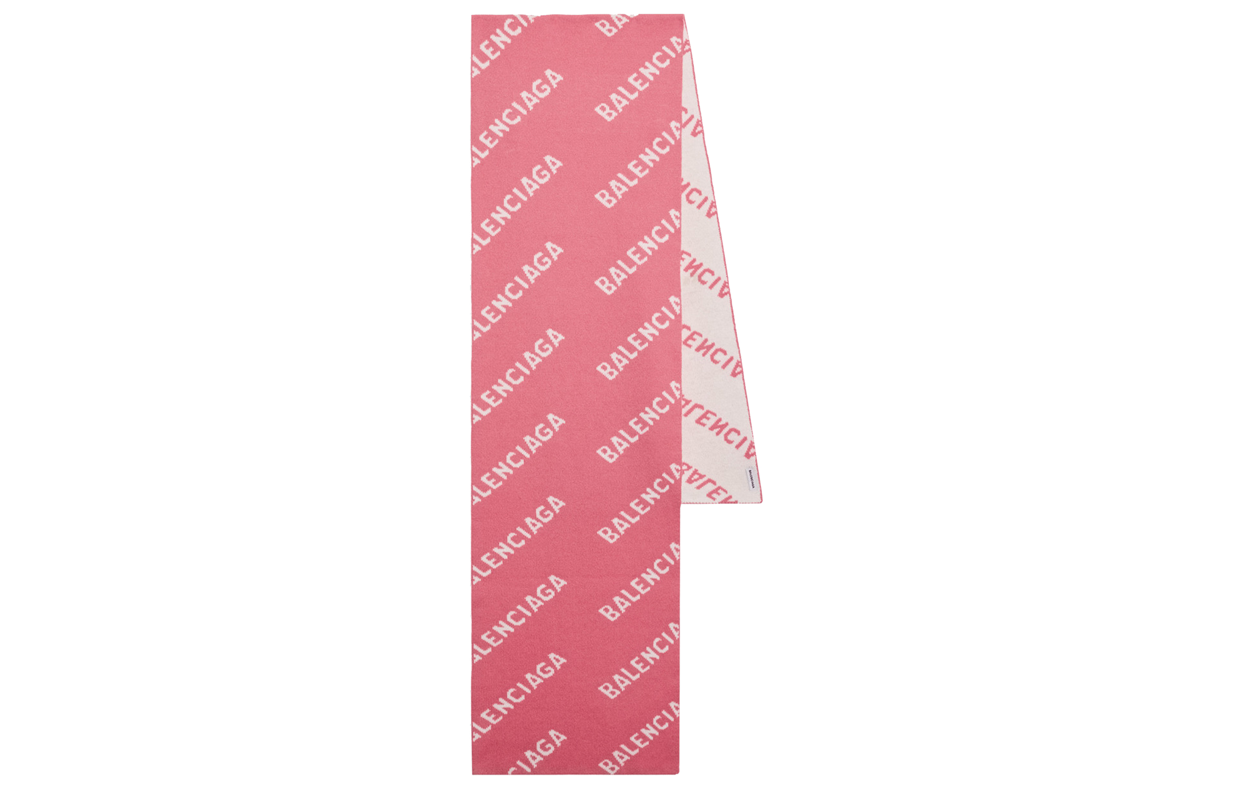 (Women) Balenciaga Logo Knit Scarf in White/Pink 633719T15675621