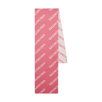 (Women) Balenciaga Logo Knit Scarf in White/Pink 633719T15675621