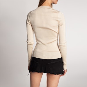 (W) Balenciaga 標誌針織修身圓領毛衣 米白色。 678565T61939501 Purchase (W) Balenciaga 標誌針織修身圓領毛衣 米白色。 678565T61939501