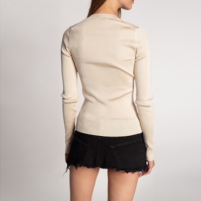 (W) Balenciaga 標誌針織修身圓領毛衣 米白色。 678565T61939501 Purchase (W) Balenciaga 標誌針織修身圓領毛衣 米白色。 678565T61939501