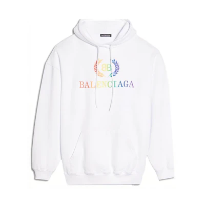 (Women) Balenciaga Logo Oversized White Hoodie 570798TEV509044