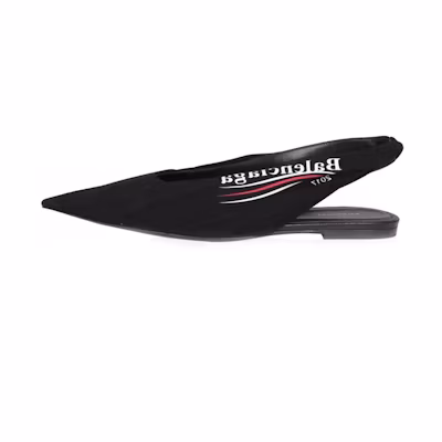 (W) Balenciaga Knife Slingback Logo Print Casual Flats 'Black'