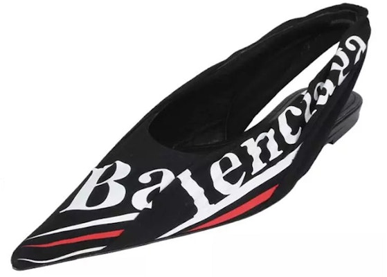 (Women) Balenciaga Knife Slingback Logo Print Casual Flats 'Black' 500619W06001091 Order (Women) Balenciaga Knife Slingback Logo Print Casual Flats 'Black' 500619W06001091