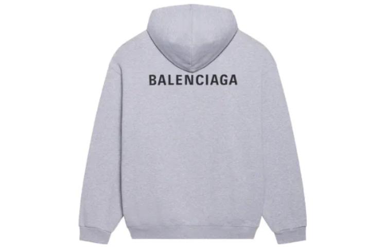 (Women) Balenciaga Logo Print  Pullover Hoodie Grey 578135TIV841167