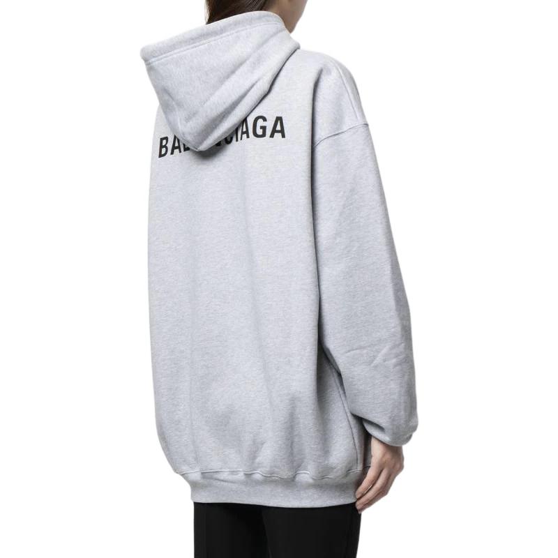 Shop (Women) Balenciaga Logo Print  Pullover Hoodie Grey 578135TIV841167
