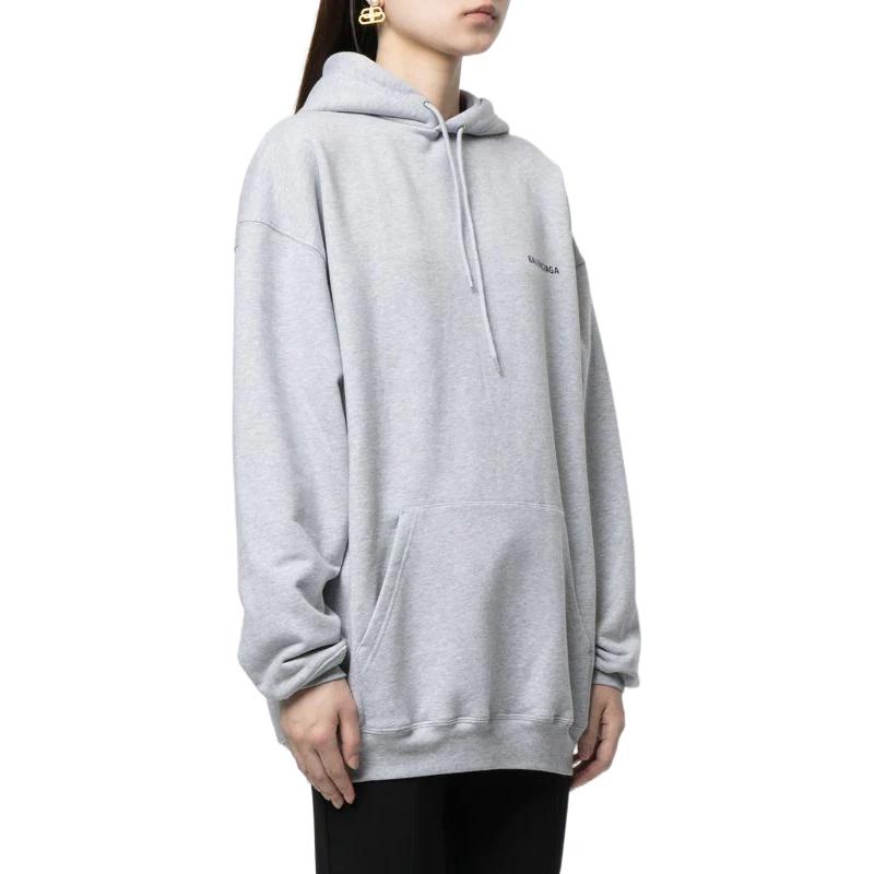 Purchase (Women) Balenciaga Logo Print  Pullover Hoodie Grey 578135TIV841167