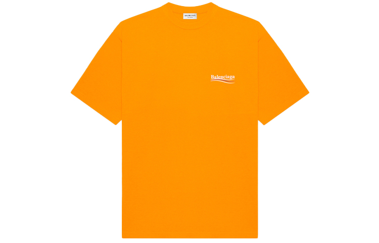 (Women) Balenciaga Logo Print Casual Loose Fit Crew Neck T-Shirt Orange 641655TKVE87073