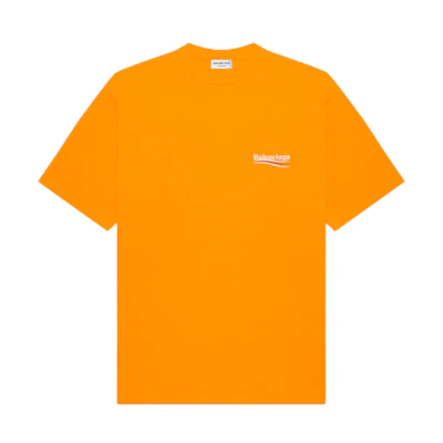 (Women) Balenciaga Logo Print Casual Loose Fit Crew Neck T-Shirt Orange 641655TKVE87073