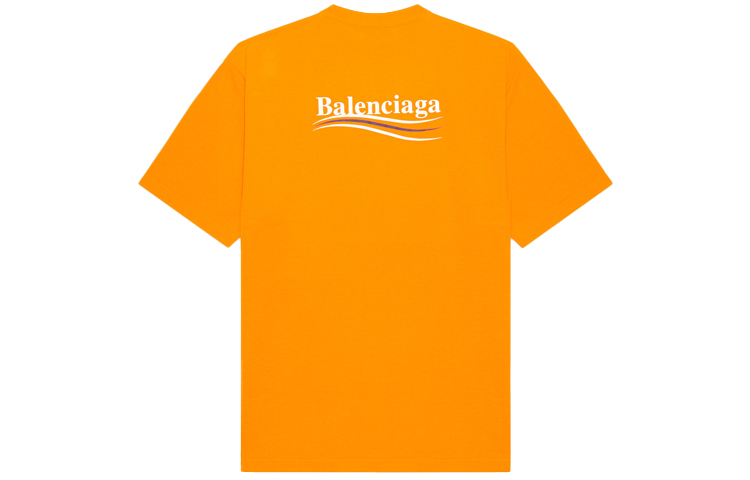 (Women) Balenciaga Logo Print Casual Loose Fit Crew Neck T-Shirt Orange 641655TKVE87073 圖 3