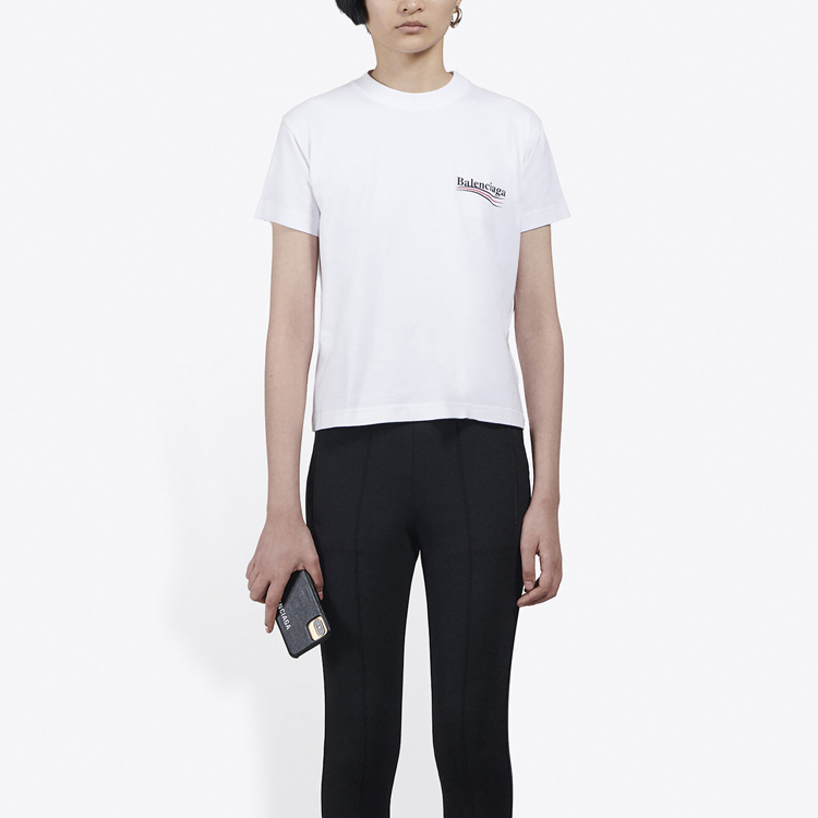 (Women) Balenciaga Logo Print Crew Neck White Oversized T-Shirt 612964TIV529040 圖 5