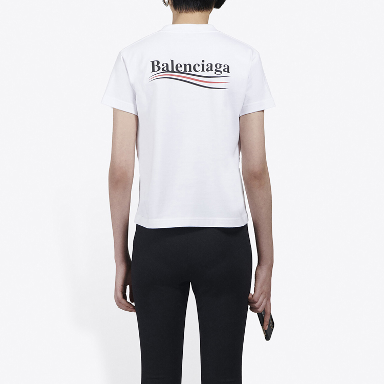 (Women) Balenciaga Logo Print Crew Neck White Oversized T-Shirt 612964TIV529040 圖 6